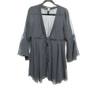 Laundry By Shelli Segal Size S/M Black Sheer Kimono Bathing Suit Cover-Up